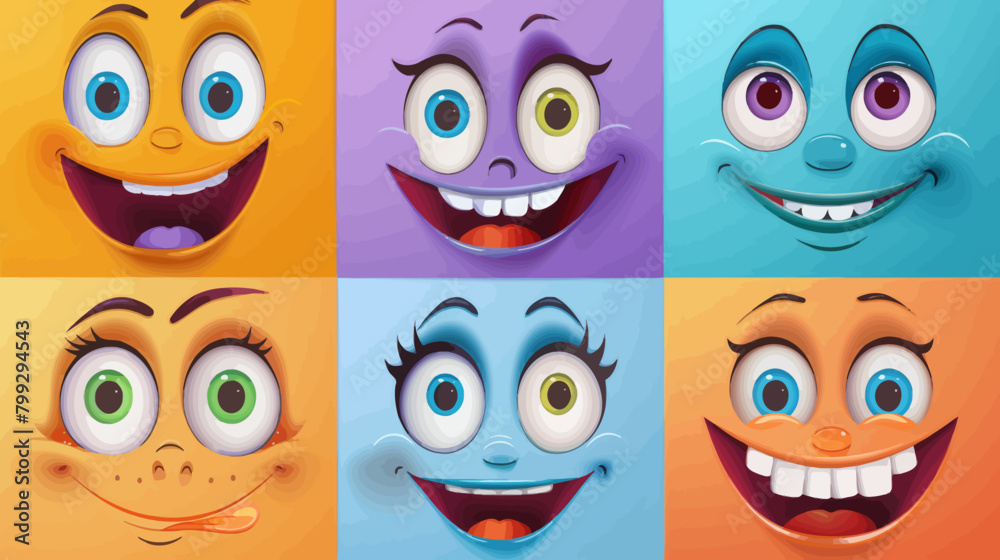 four different colored faces with different expressions