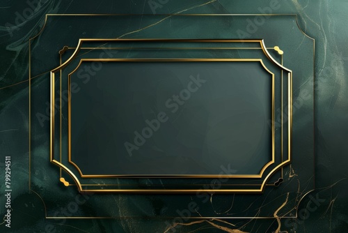 Green Marble Background With Gold Frame
