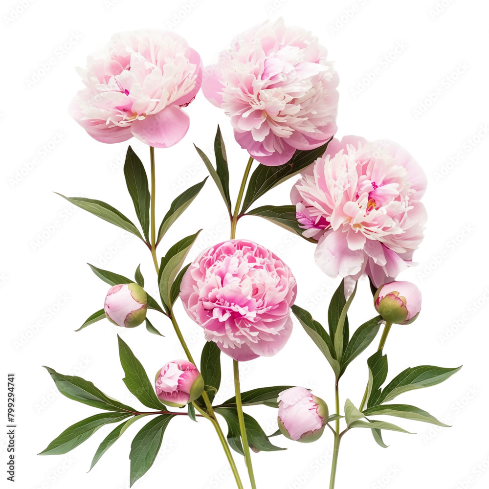 Peonies isolated on transparent background