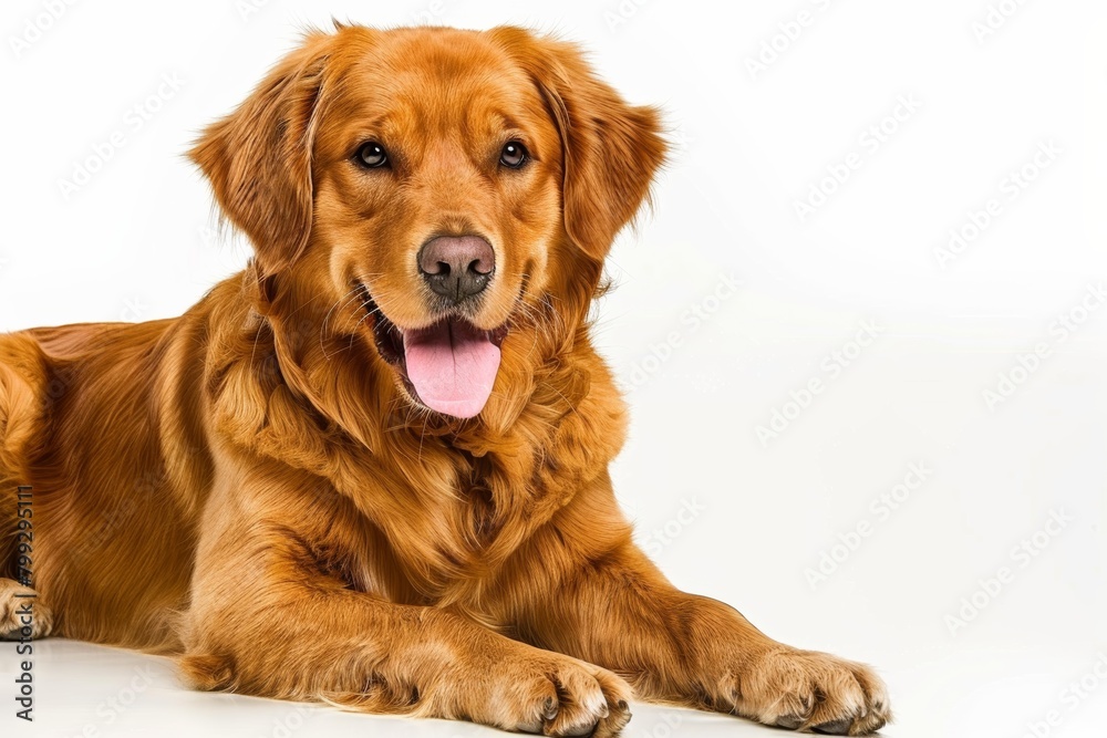 Affectionate golden retriever dog with shiny fur, playful and loyal companion