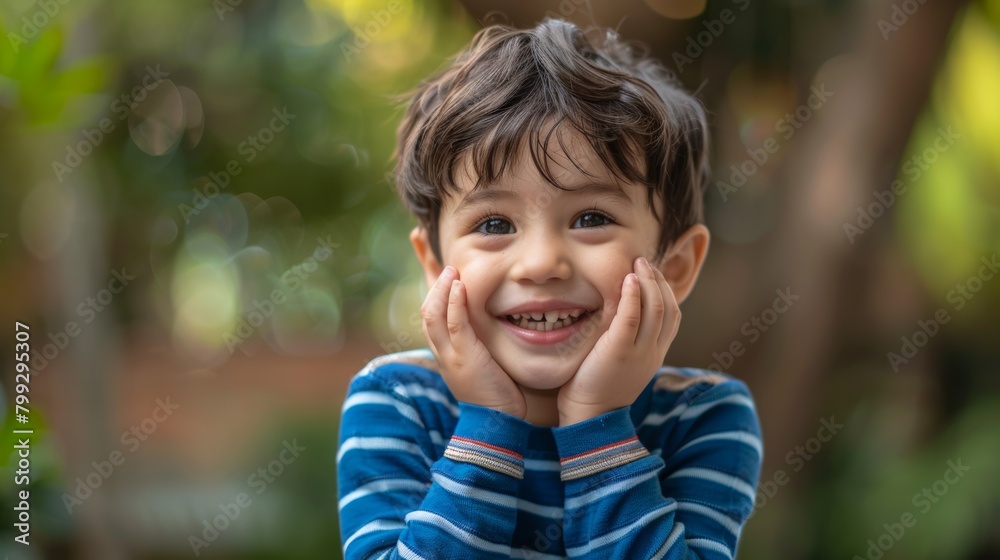 Backyard, picture, and startled youngster happily playing in nature at home. A Brazilian boy kid having fun in his garden in summer is happy, astonished, and amazed. Backyard, picture, and startled youngster happily playing in nature at home. A Brazilian boy kid having fun in his garden in summer is happy, astonished, and amazed.