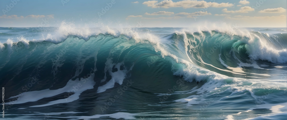 Tranquil yet powerful waves portray the beauty and force of the ocean, perfect for illustrating nature's grandeur Tranquil yet powerful waves portray the beauty and force of the ocean, perfect for illustrating nature's grandeur