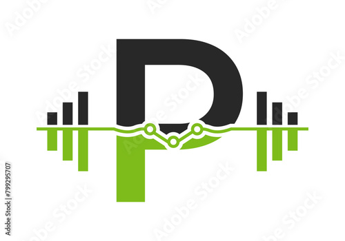 Initial Letter P Fitness Logo Concept With Dumbbell Icon. Gym Symbol