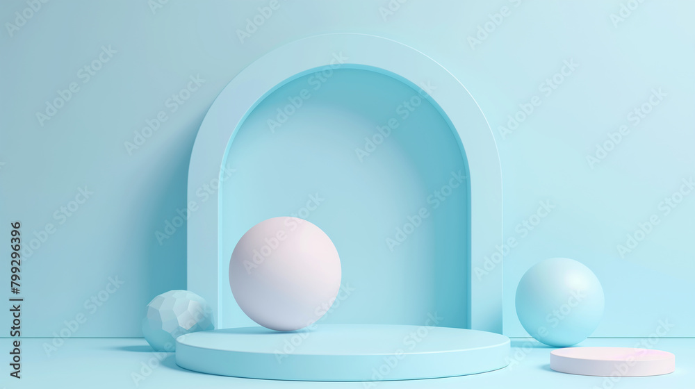 Whimsical Wonderland: Baby Blue Podium Adorned with Cute Geometric Shape Whimsical Wonderland: Baby Blue Podium Adorned with Cute Geometric Shape