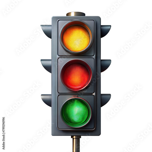 Obraz na płótnie Traffic light displaying all signals on transparent background w salonie