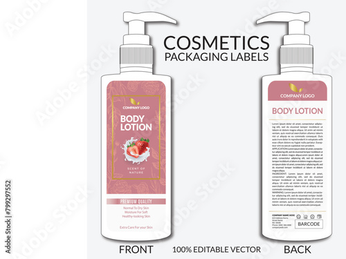 Shampoo label design, Conditioner Label Design, Body Lotion Label Design, Skin Care Packaging, Hair Care Packaging Design, Cosmetic Packaging Collection vector illustration