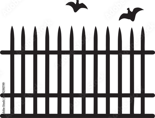 halloween fence and scary tree, pictogram