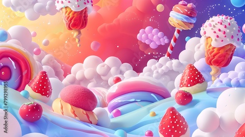 3d scene with pastry and sweets  photo