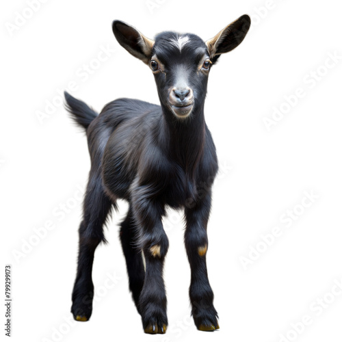 Baby goat standing near transparent background