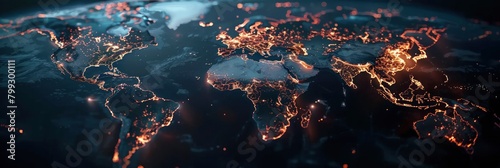 A digital map of the world with glowing connections between cities, representing global connectivity and data transfer across borders