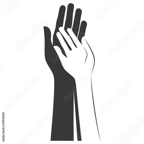 Silhouette Joining Hands holding in Harmony and Peace Between Races