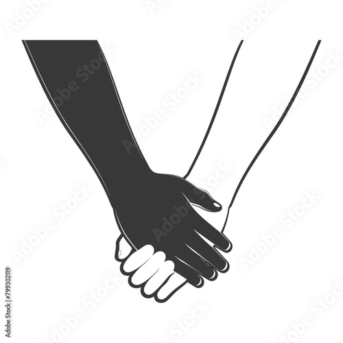 Silhouette Joining Hands holding in Harmony and Peace Between Races