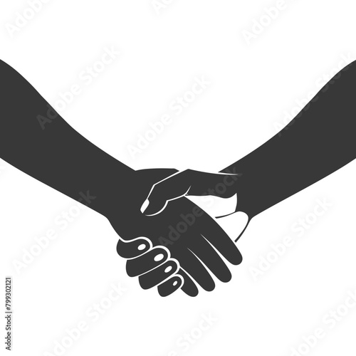 Silhouette Joining Hands holding in Harmony and Peace Between Races