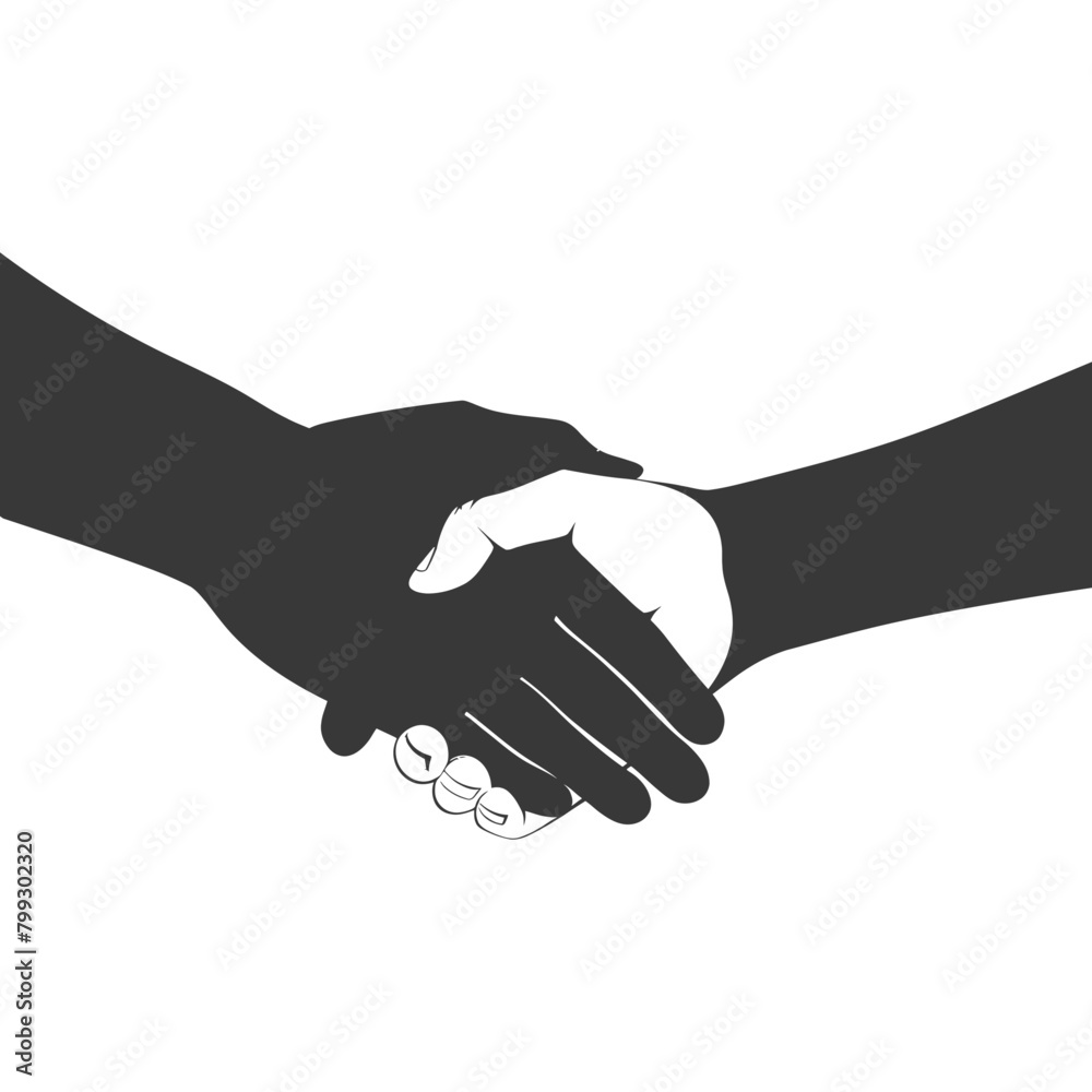 Fototapeta premium Silhouette Joining Hands holding in Harmony and Peace Between Races