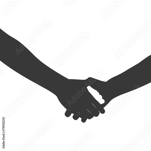 Silhouette Joining Hands holding in Harmony and Peace Between Races