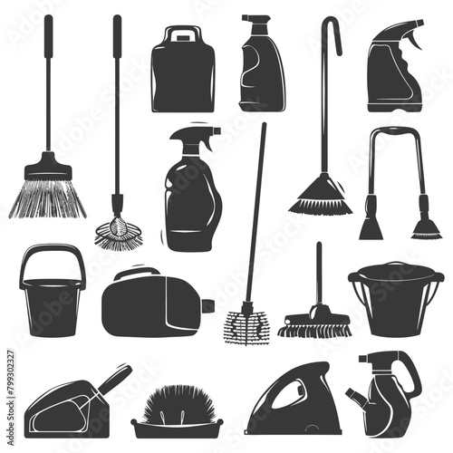 Silhouette home cleaning equipment black color only