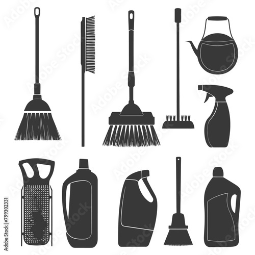 Silhouette home cleaning equipment black color only