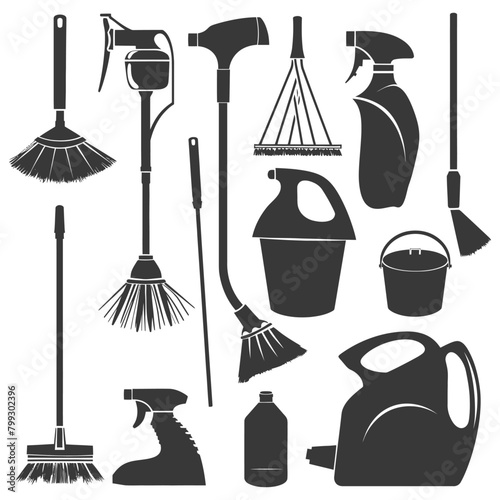 Silhouette home cleaning equipment black color only