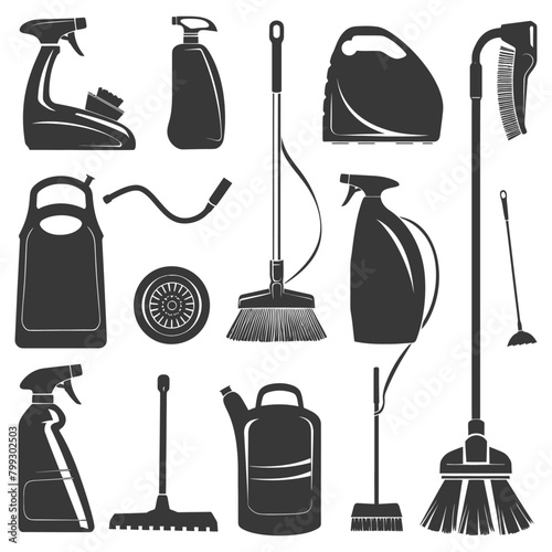 Silhouette home cleaning equipment black color only