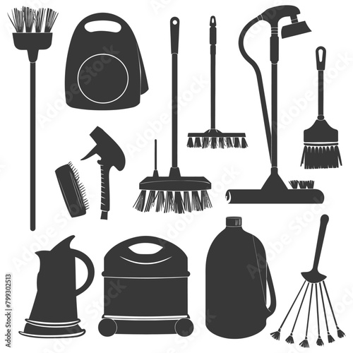 Silhouette home cleaning equipment black color only
