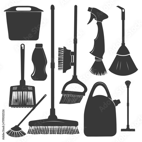 Silhouette home cleaning equipment black color only