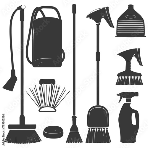 Silhouette home cleaning equipment black color only