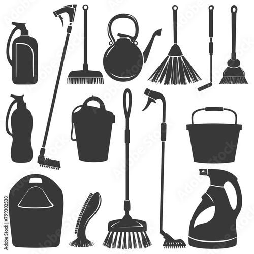 Silhouette home cleaning equipment black color only
