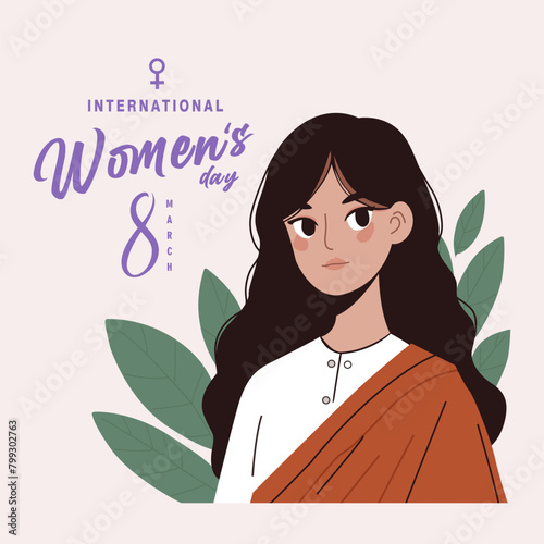 Women's Day 8 march. International womens day 8 March, women empowerment movement. Group of female different characters of diverse ethnicity standing together.

