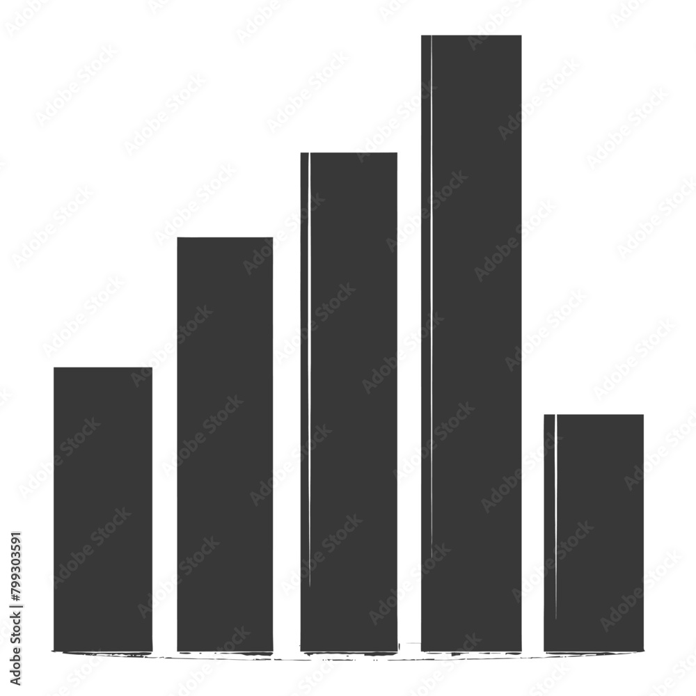 Silhouette Infographic bar graph growth 2D object black color only Silhouette Infographic bar graph growth 2D object black color only