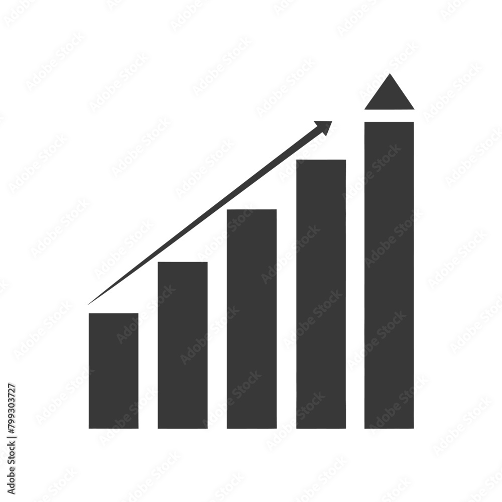 Silhouette Infographic bar graph growth 2D object black color only Silhouette Infographic bar graph growth 2D object black color only
