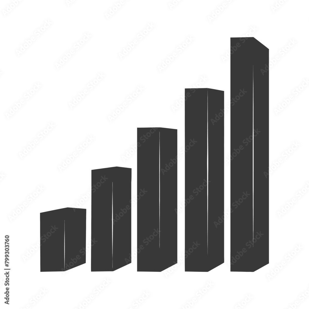 Silhouette Infographic bar graph growth 2D object black color only Silhouette Infographic bar graph growth 2D object black color only