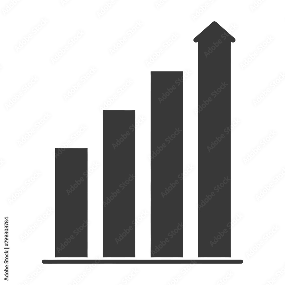 Silhouette Infographic bar graph growth 2D object black color only Silhouette Infographic bar graph growth 2D object black color only