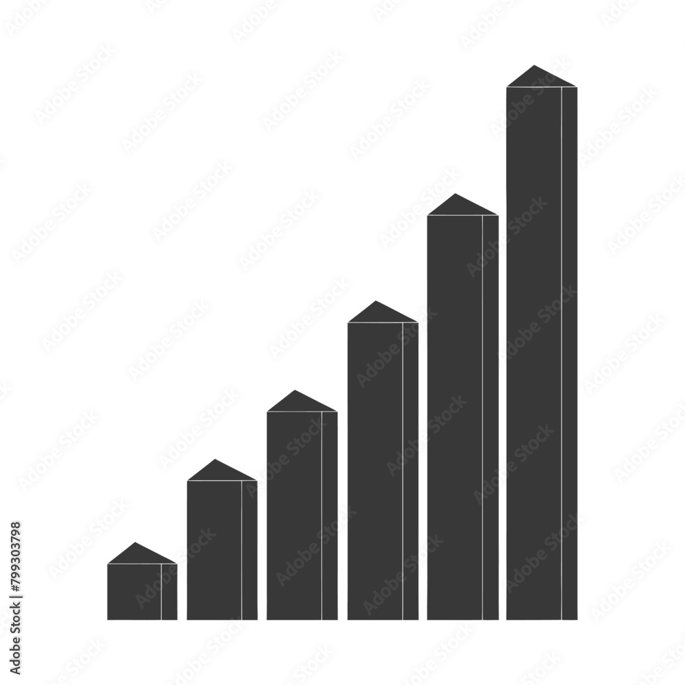 Silhouette Infographic bar graph growth 2D object black color only Silhouette Infographic bar graph growth 2D object black color only