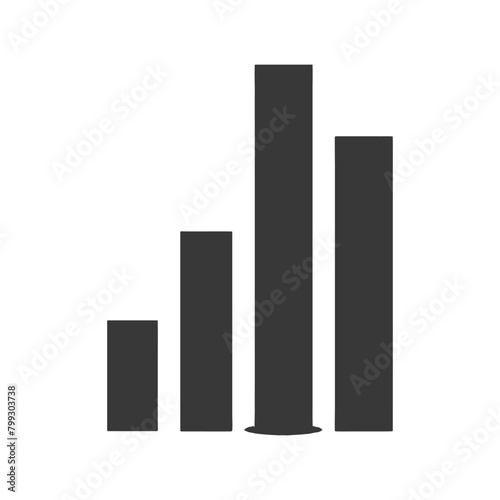 Silhouette Infographic bar graph growth 2D object black color only