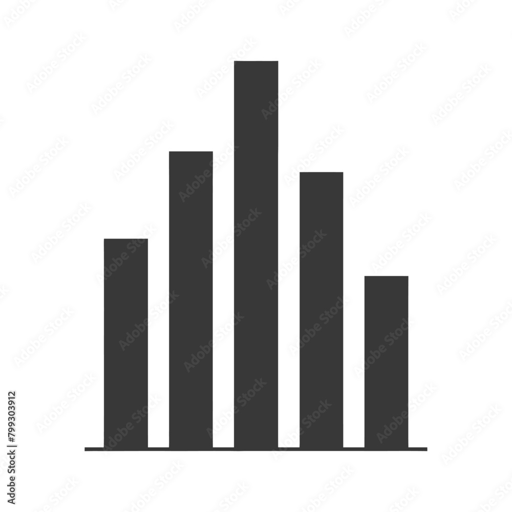 Silhouette Infographic bar graph growth 2D object black color only Silhouette Infographic bar graph growth 2D object black color only