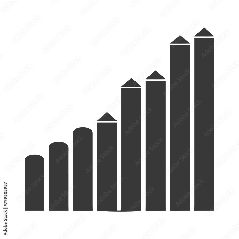 Silhouette Infographic bar graph growth 2D object black color only Silhouette Infographic bar graph growth 2D object black color only