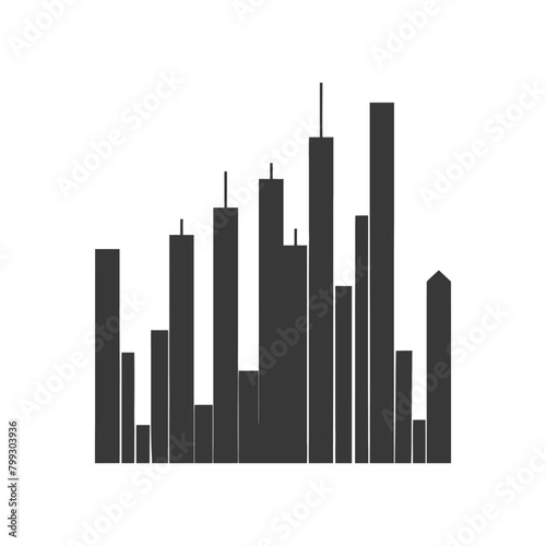 Silhouette Infographic bar graph growth 2D object black color only