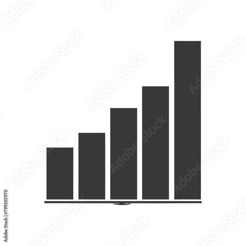 Silhouette Infographic bar graph growth 2D object black color only