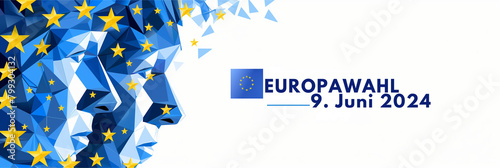 Motiv zur Europawahl am 9 Juni 2024 mit Text und Datum