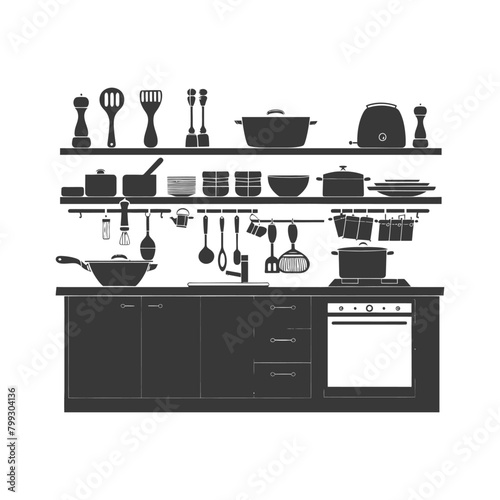 Silhouette kitchen at home equipment black color only