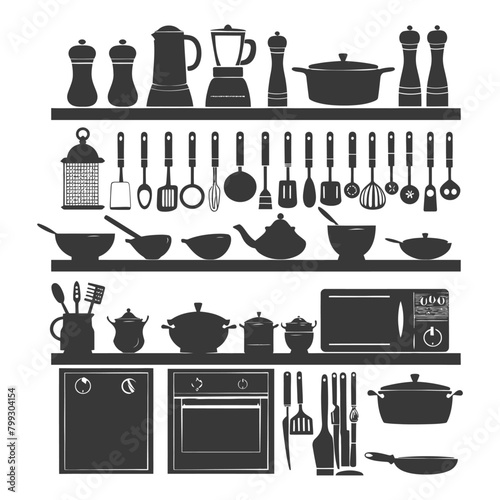 Silhouette kitchen at home equipment black color only