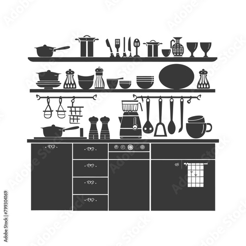 Silhouette kitchen at home equipment black color only