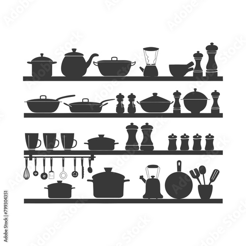 Silhouette kitchen at home equipment black color only