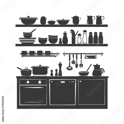 Silhouette kitchen at home equipment black color only