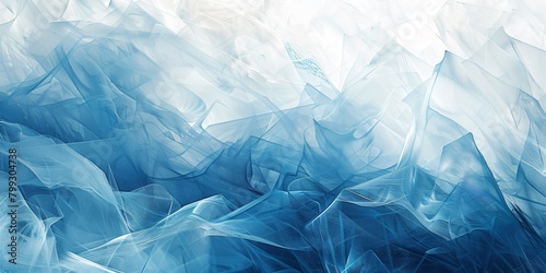 Snow peak abstract, white and icy blue geometric shapes, evoking winter mountain scenery
