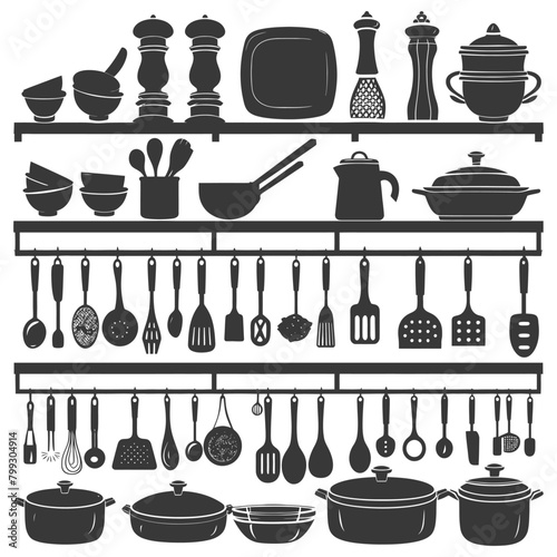 Silhouette kitchen at home equipment black color only © NikahGeh
