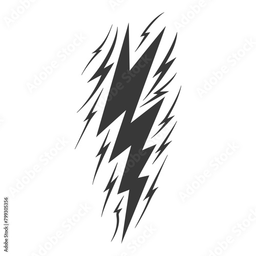 Silhouette Lightning strike bolt black color only