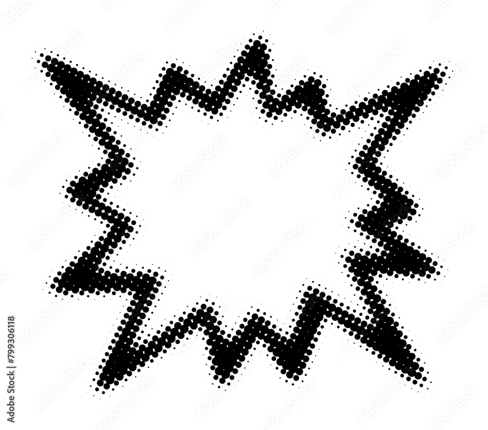 Stark halftone starburst design with a dotted gradient effect, ideal for emphasizing elements in advertisements and graphical layouts. Stark halftone starburst design with a dotted gradient effect, ideal for emphasizing elements in advertisements and graphical layouts.