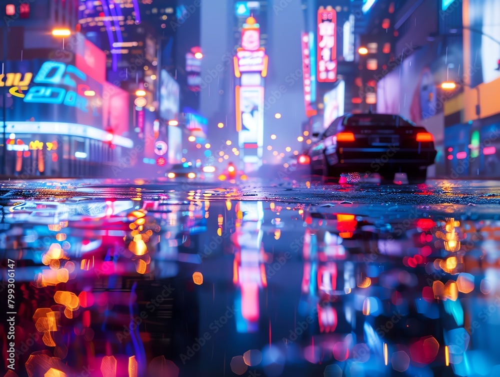 A dark and rainy night in the city