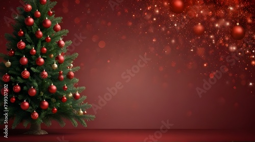 Christmas background with xmas tree and sparkle bokeh .Generative AI